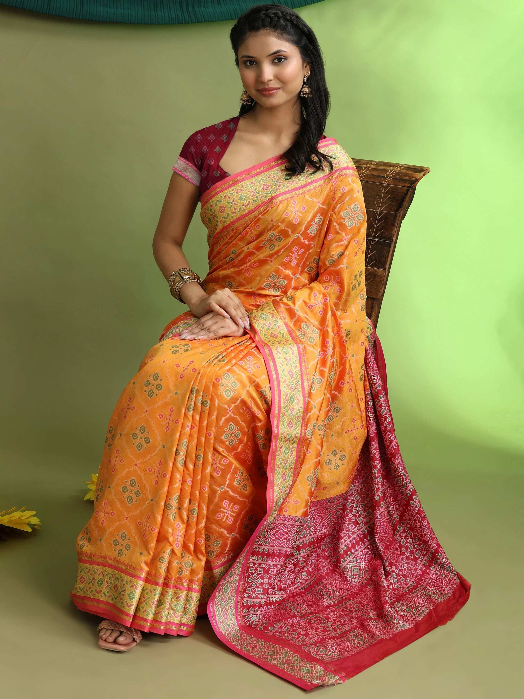 Woven Banarasi Patola Jacquard Pure Silk Saree
