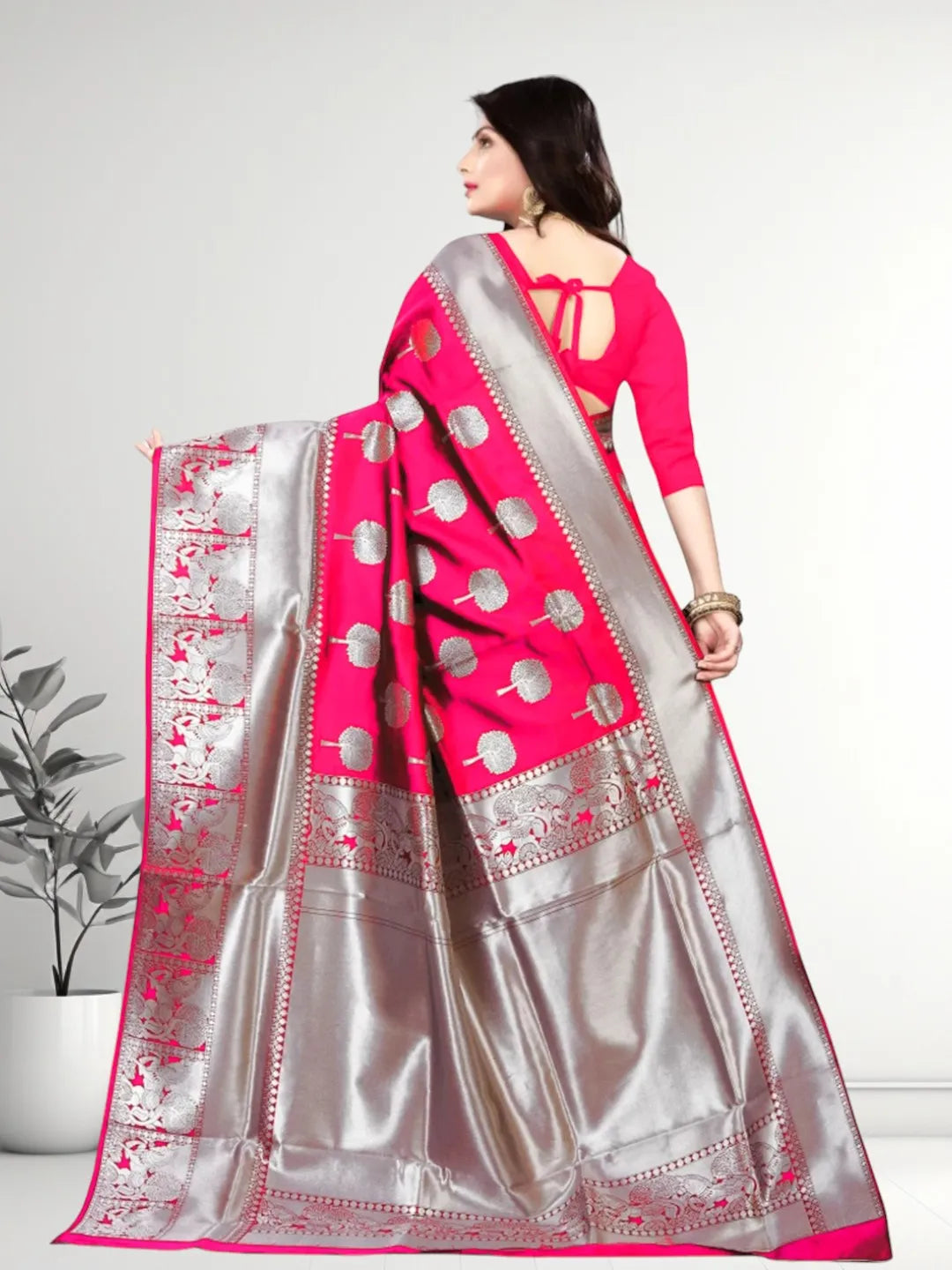 Pionex Banarasi Softy Copper Zari Weaving Brocade Saree