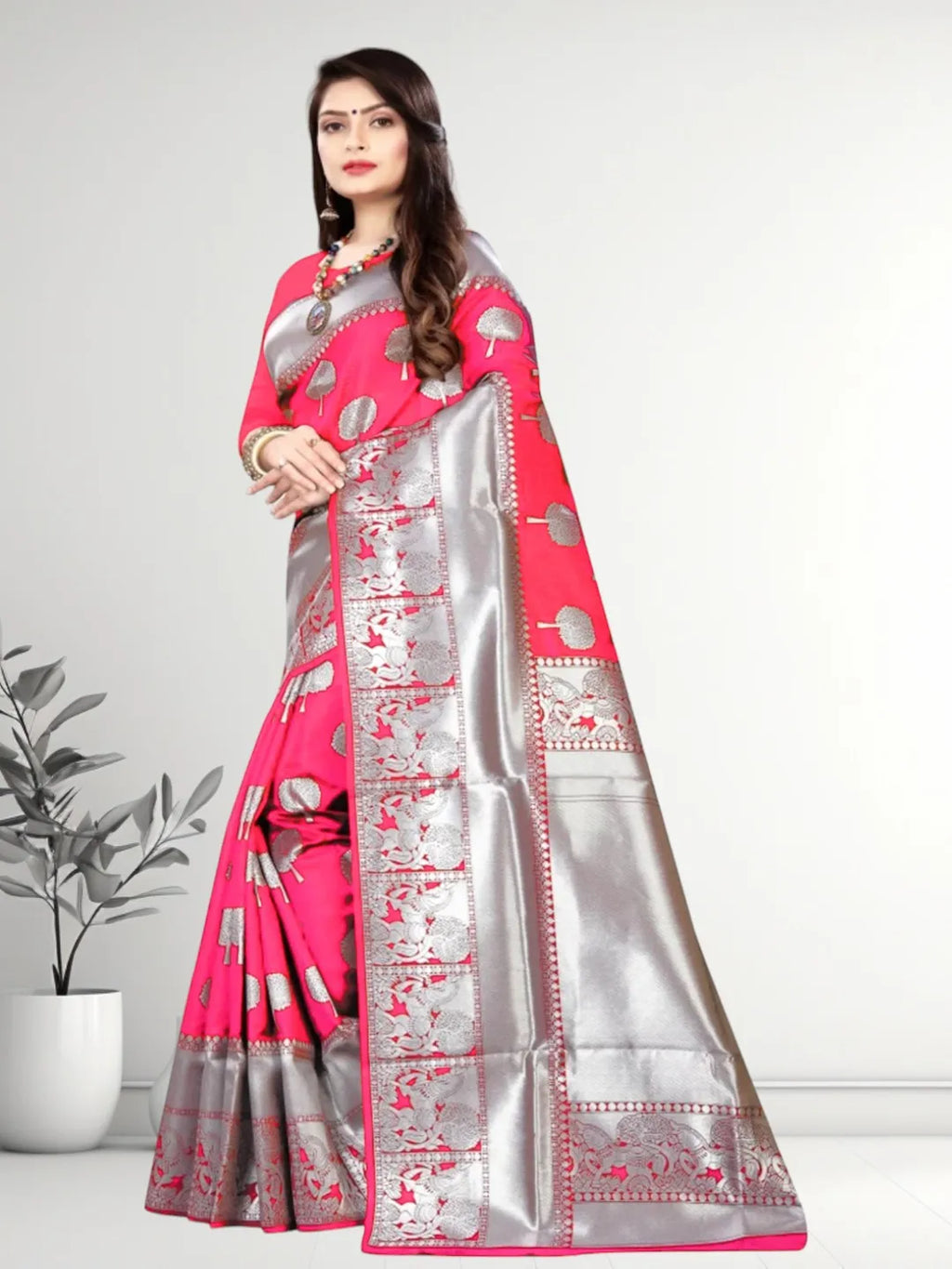 Pionex Banarasi Softy Copper Zari Weaving Brocade Saree