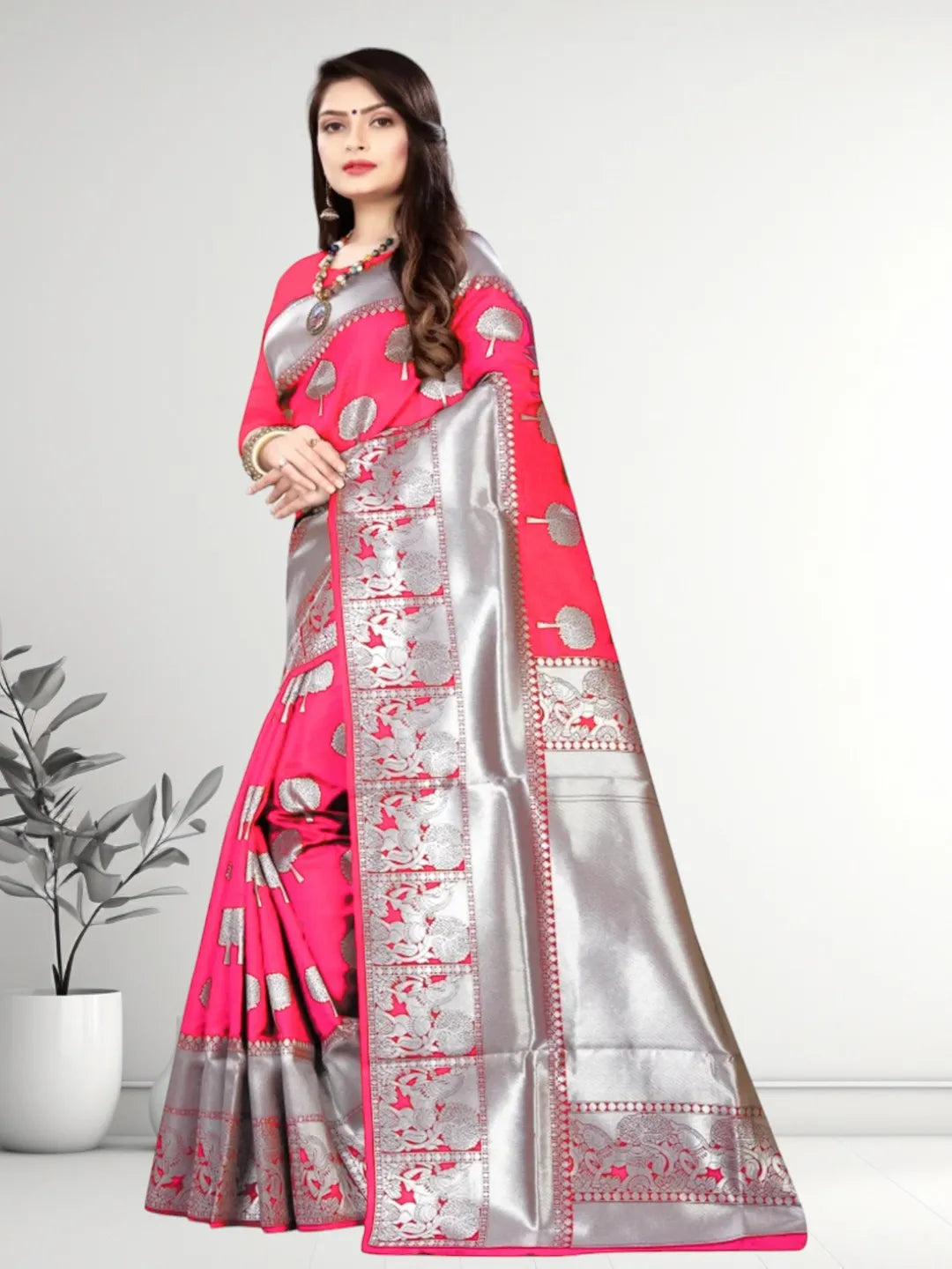 Pionex Banarasi Softy Copper Zari Weaving Brocade Saree