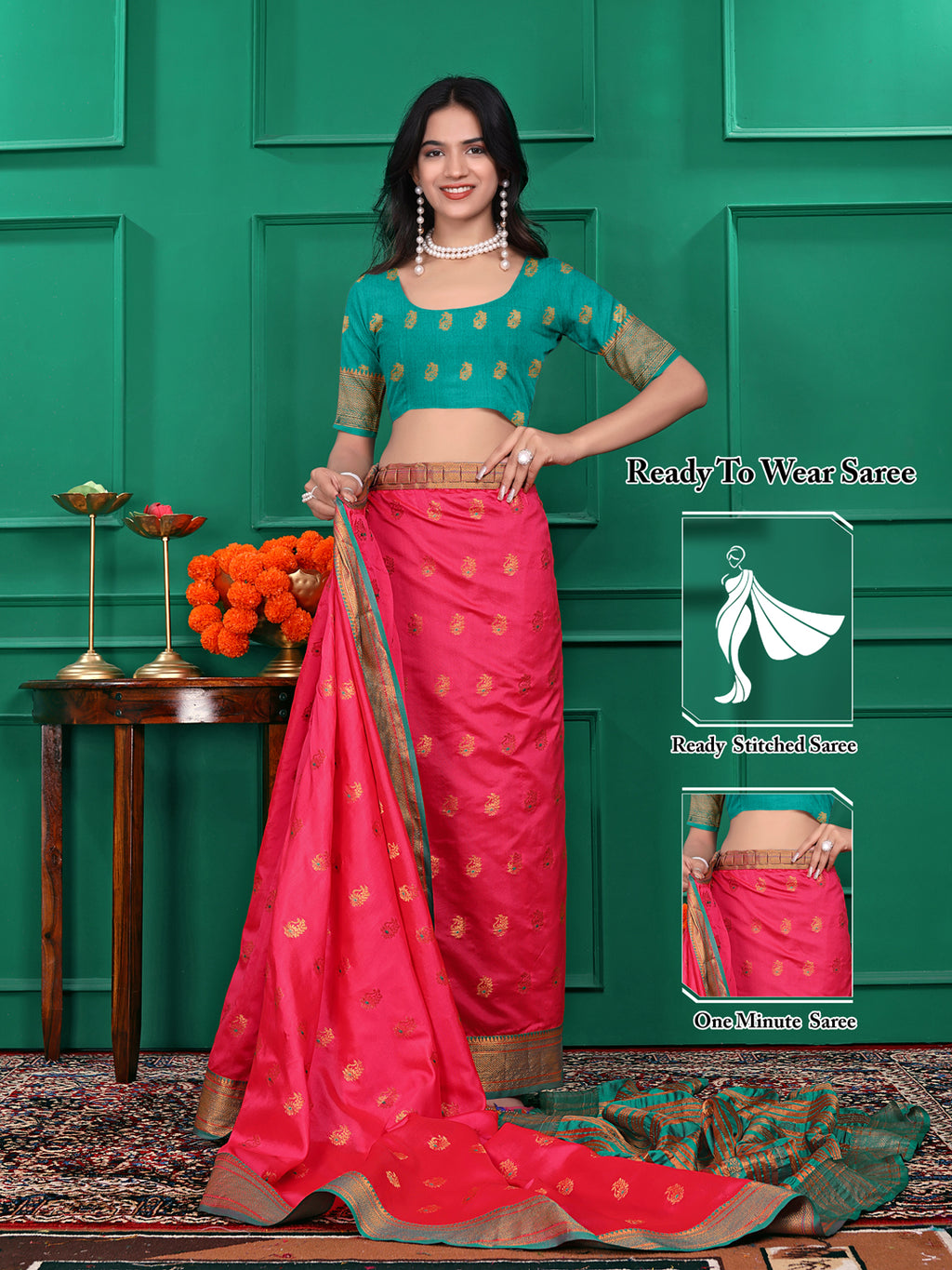 Ready to Wear Jacquard Pure Silk Saree