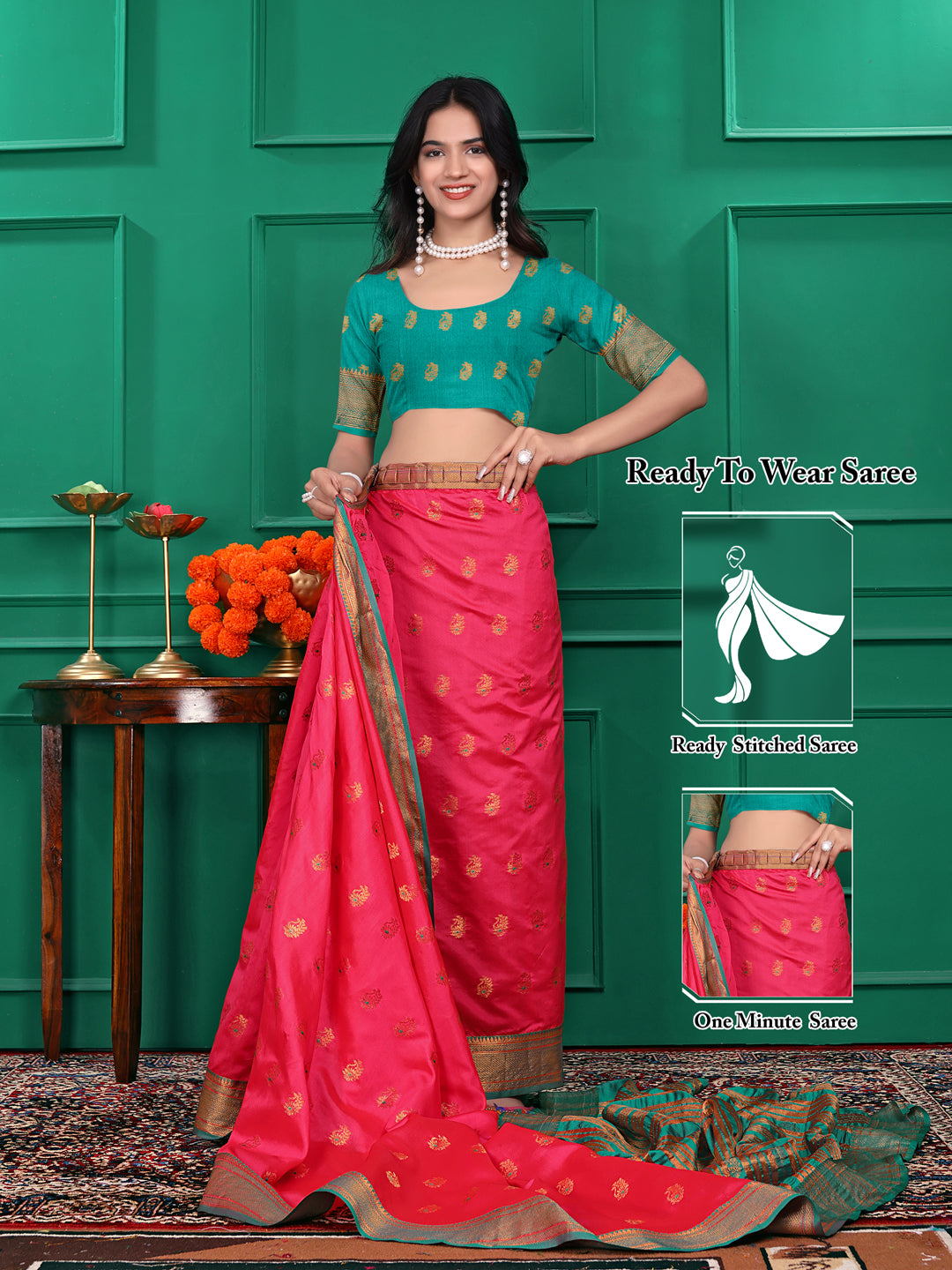 Ready to Wear Jacquard Pure Silk Saree