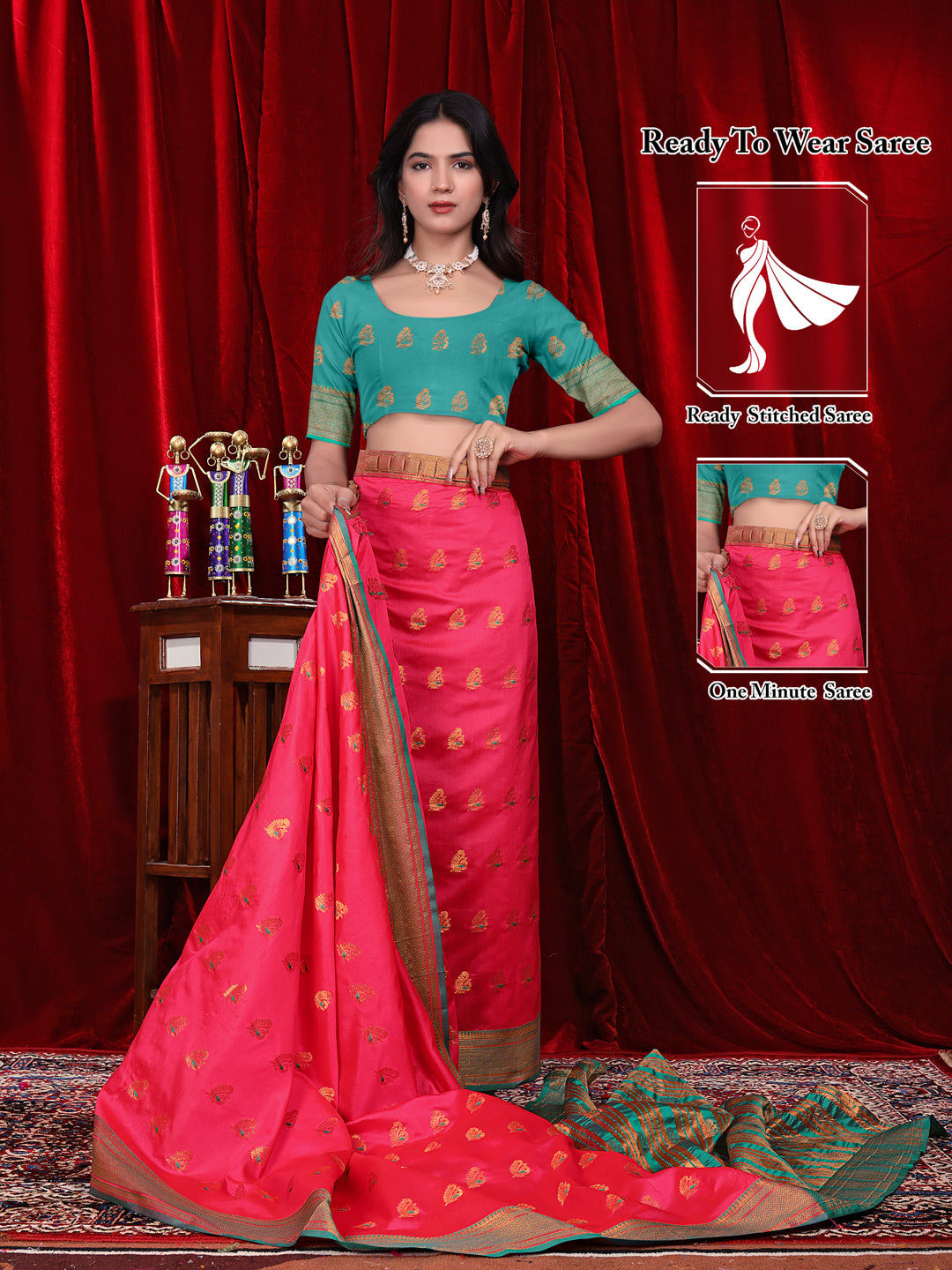 Ready to Wear Jacquard Pure Silk Saree