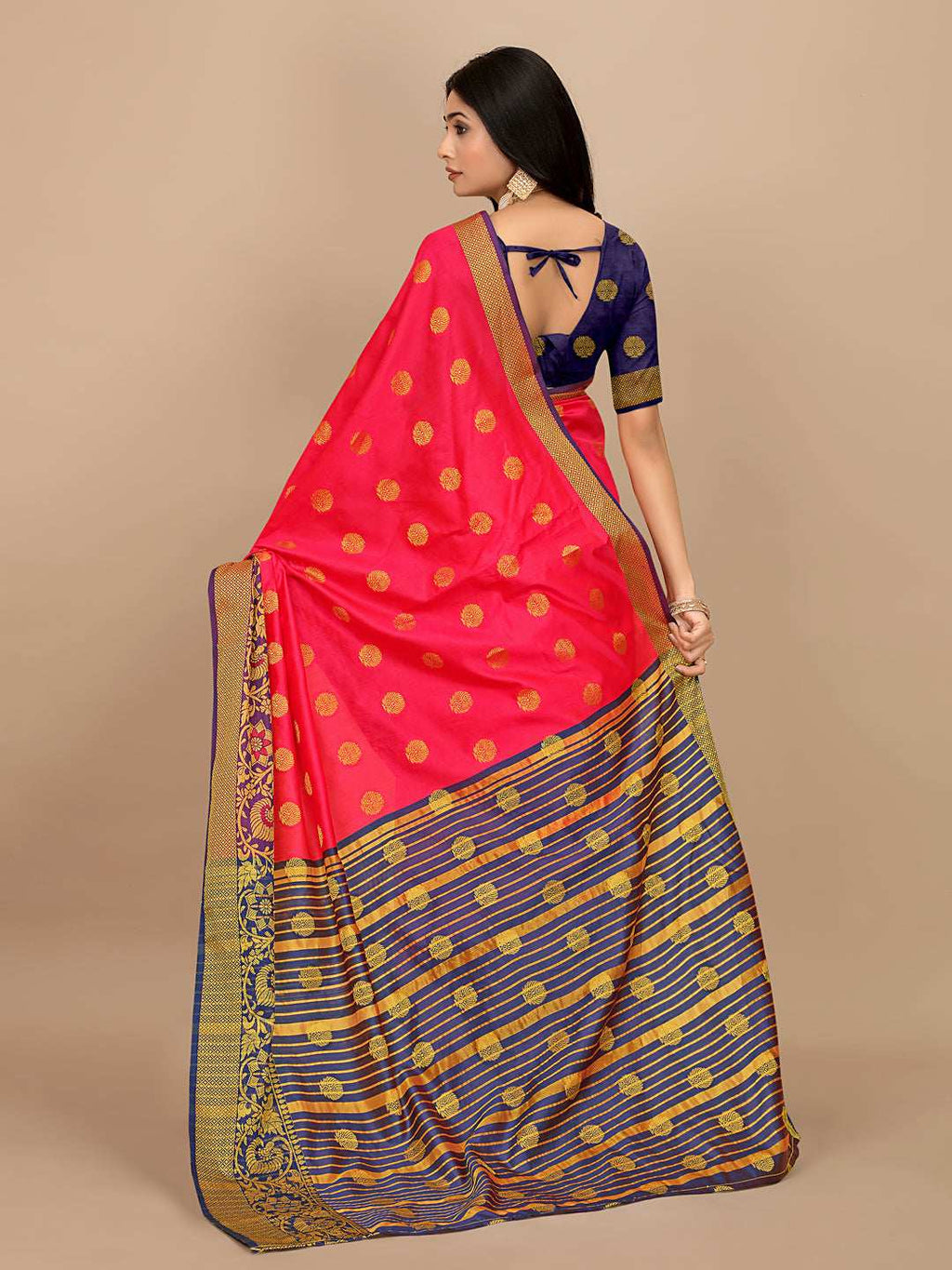 Ready To Wear Cotton Silk Woven Zari Jacquard Banarasi Traditional Saree