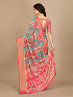 Moss Chiffon Digital Print Woven Border Saree