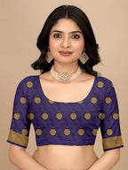 Ready To Wear Cotton Silk Woven Zari Jacquard Banarasi Traditional Saree