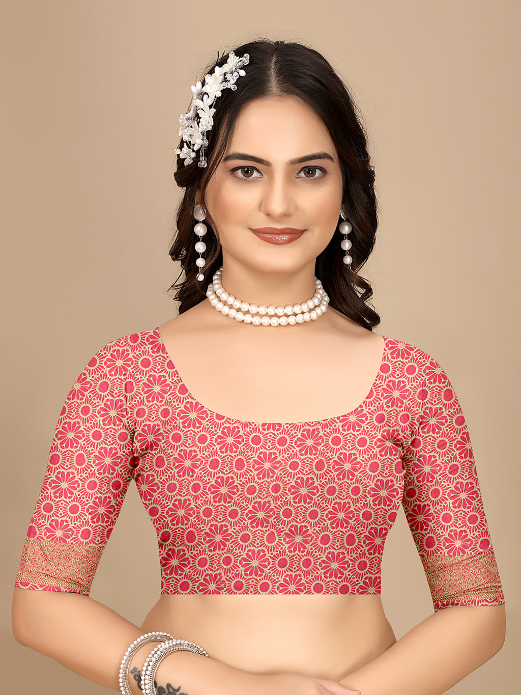 Moss Chiffon Digital Print Woven Border Saree