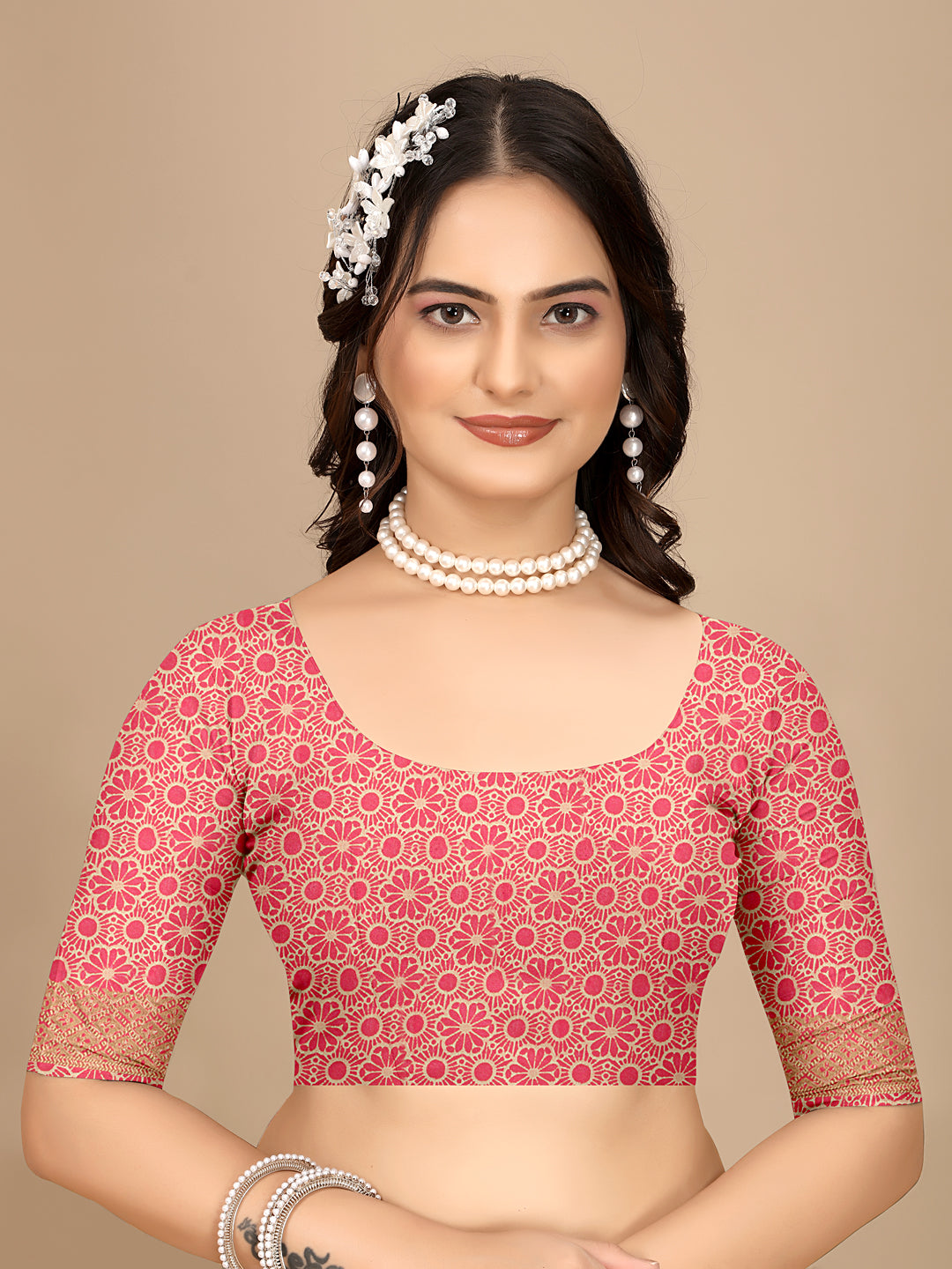 Moss Chiffon Digital Print Woven Border Saree