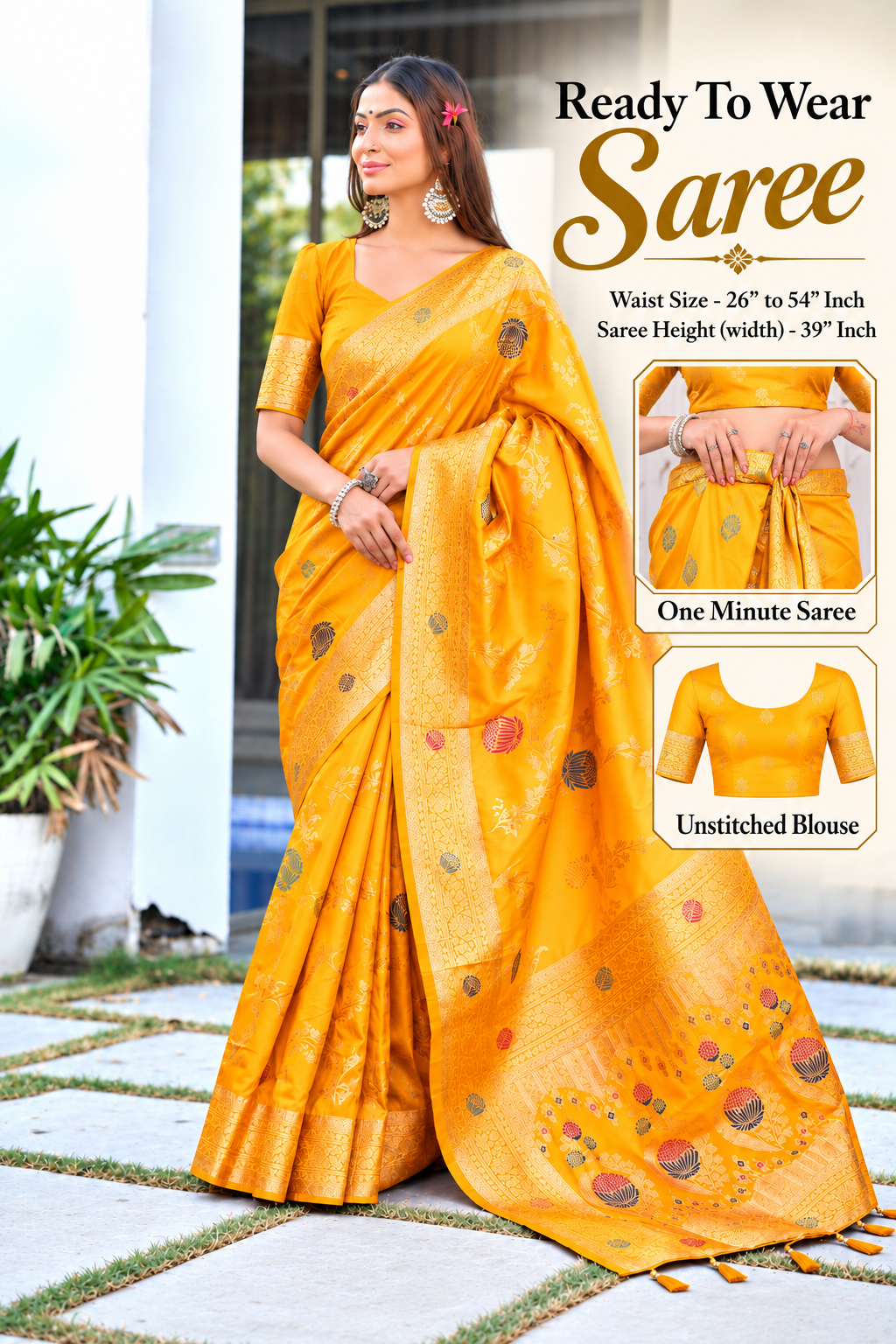 Ready to Wear Pathni Woven Pure Silk Saree