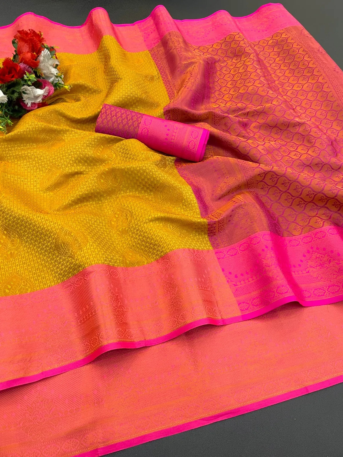 Woven Kanjivaram Soft Silk Copper Rich Pallu Saree