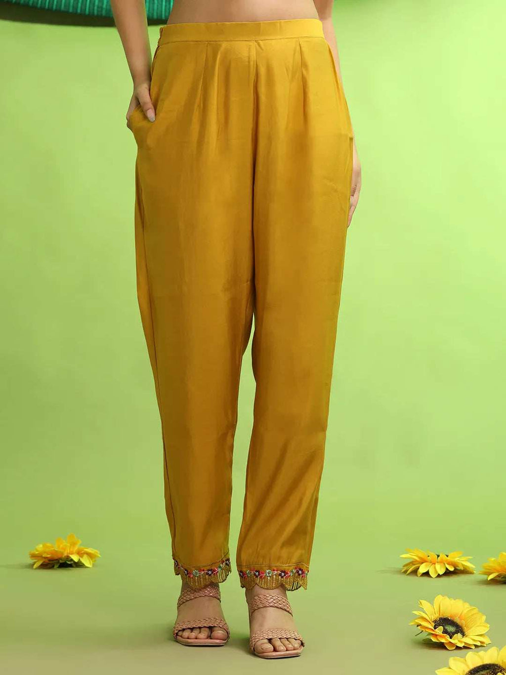 Roman Silk Embroidery Hand Work Kurta Pant Set With Dupatta
