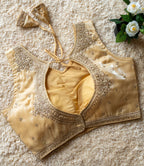 Jimmy Choo Fabric Sequin Embroidered V-Neck Blouse with Tussels