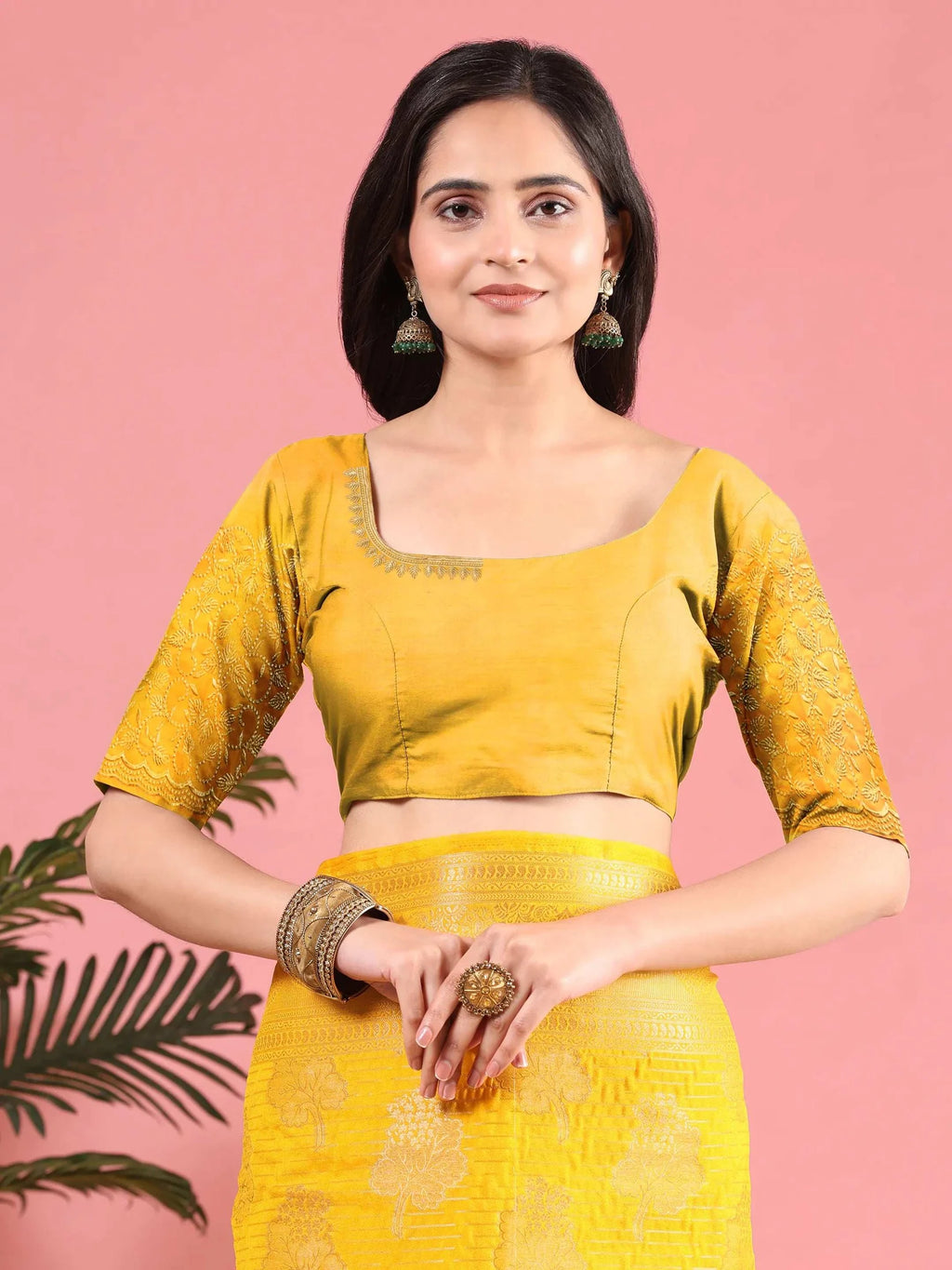 Banarasi Georgette Jacquard Saree With Embroidered Blouse