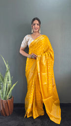 Ready to Wear Pure Banarasi Georgette Saree With Ready Made Blouse