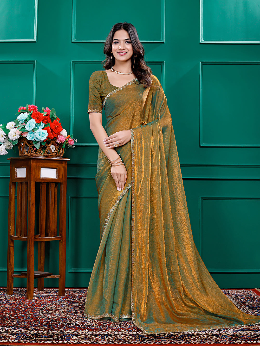 Two-Tone Soft Fancy Chiffon Silk Saree