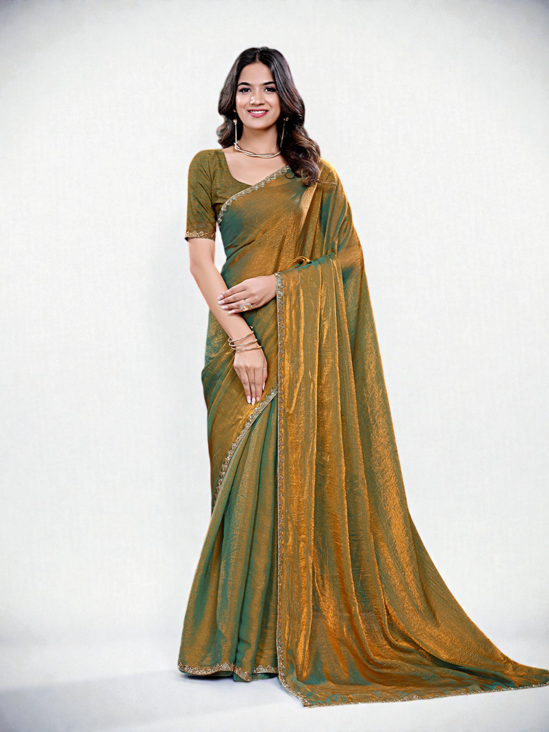 Two-Tone Soft Fancy Chiffon Silk Saree
