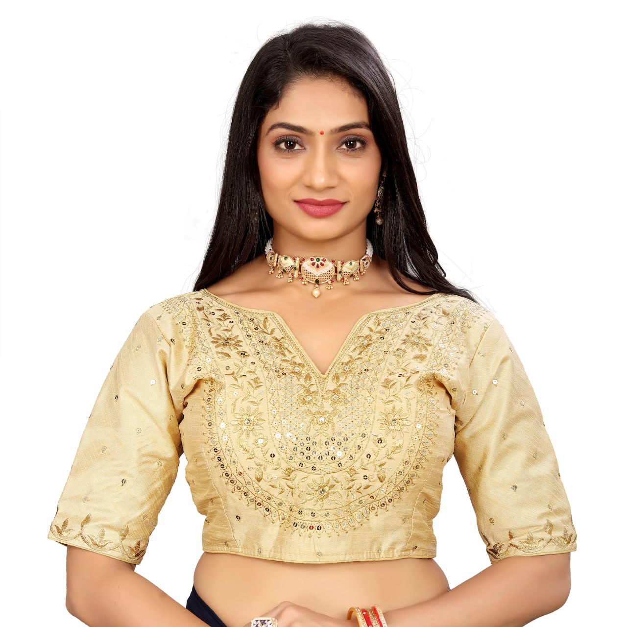Vichitra Silk Embroidered Blouse