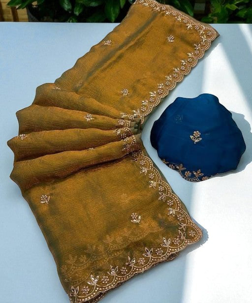 Jimmy Chu Saree With Thread and Moti Work