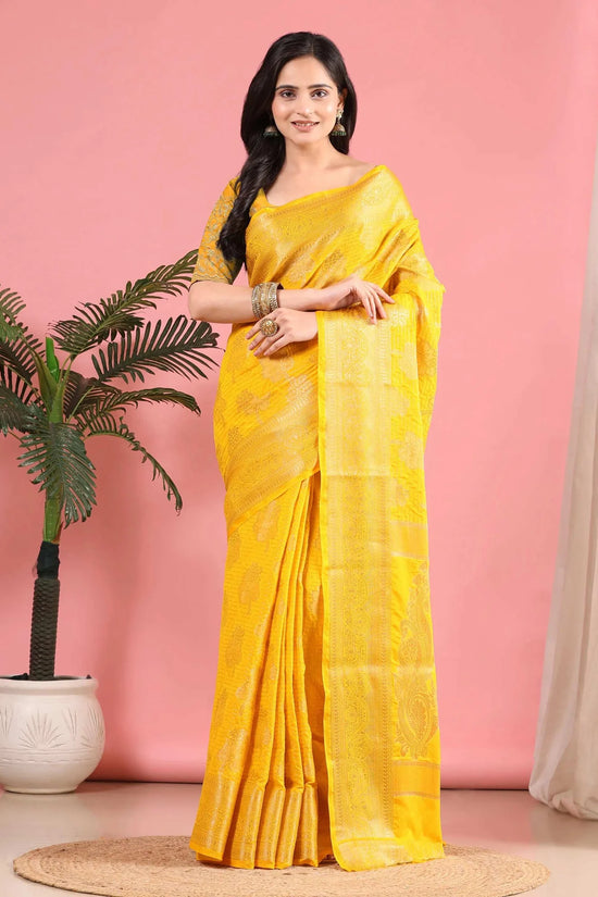 Banarasi Georgette Jacquard Saree With Embroidered Blouse