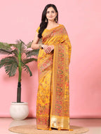 Floral Printed Woven Zari Pashmina Saree