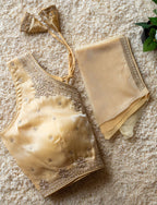 Jimmy Choo Fabric Sequin Embroidered V-Neck Blouse with Tussels