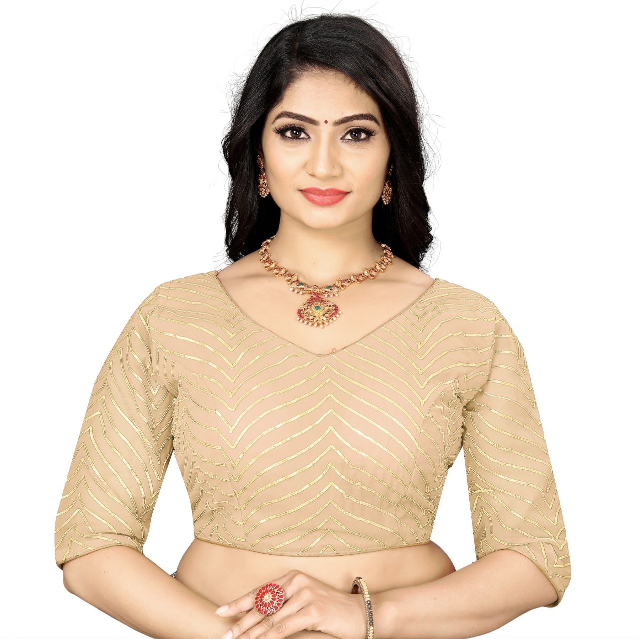 Georgette Padded Blouse with Full Embroidery Work