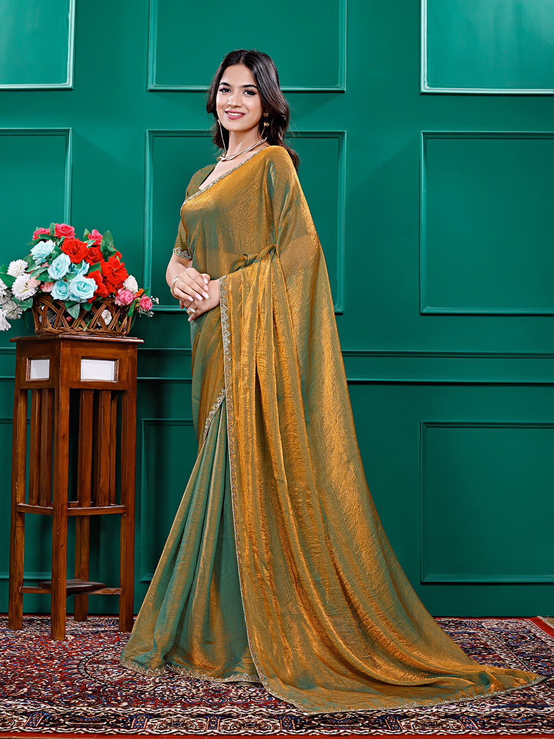 Two-Tone Soft Fancy Chiffon Silk Saree