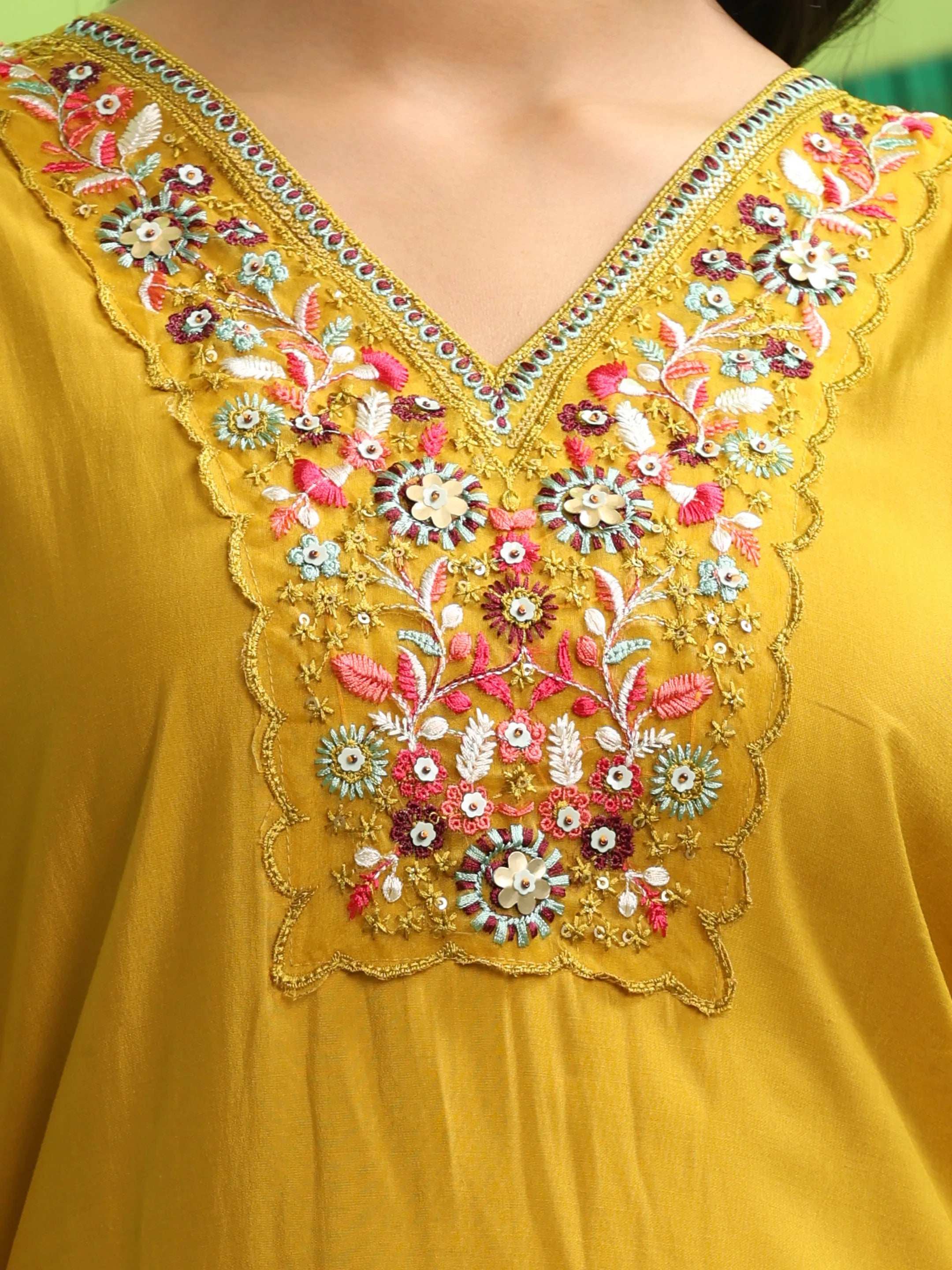 Roman Silk Embroidery Hand Work Kurta Pant Set With Dupatta