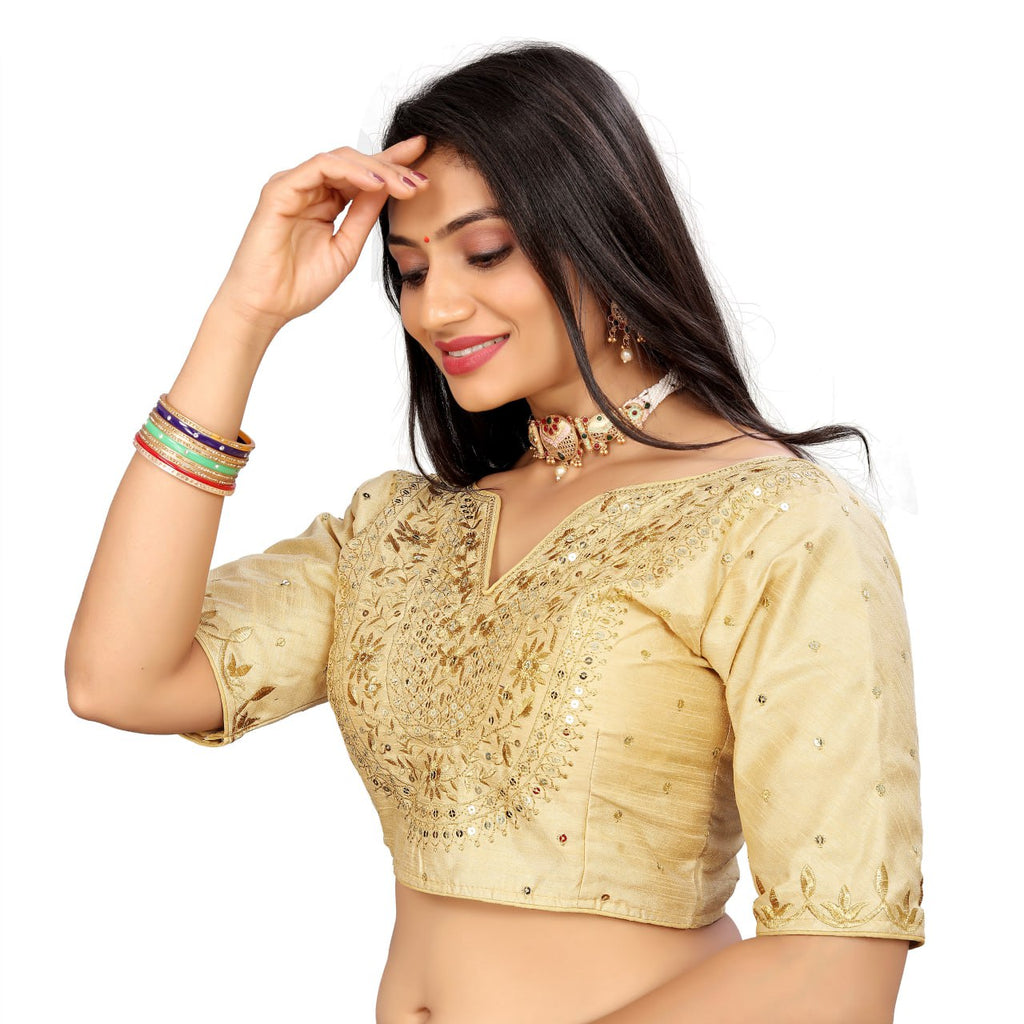 Vichitra Silk Embroidered Blouse