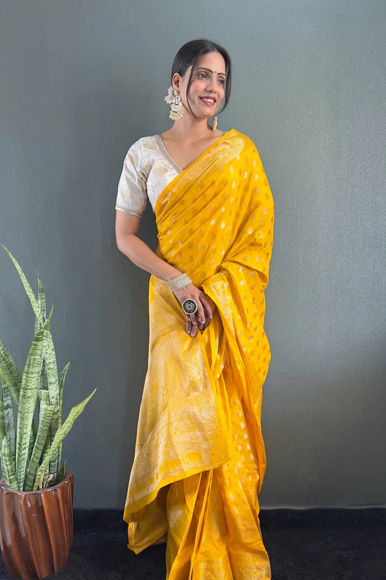 Ready to Wear Pure Banarasi Georgette Saree With Ready Made Blouse