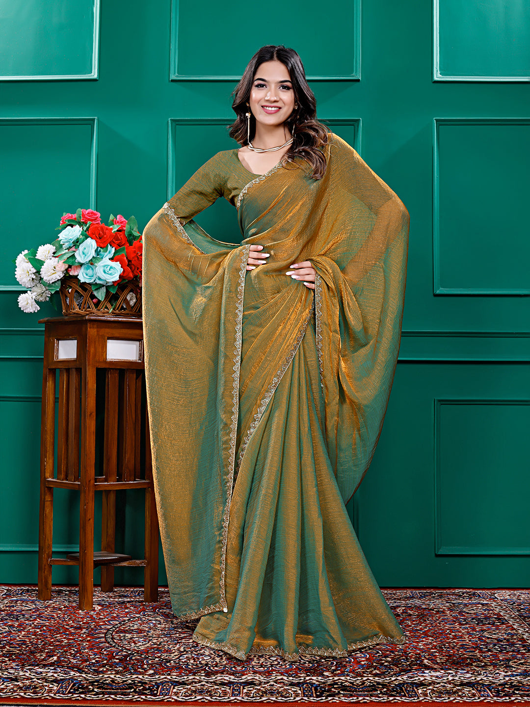 Two-Tone Soft Fancy Chiffon Silk Saree