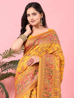 Floral Printed Woven Zari Pashmina Saree