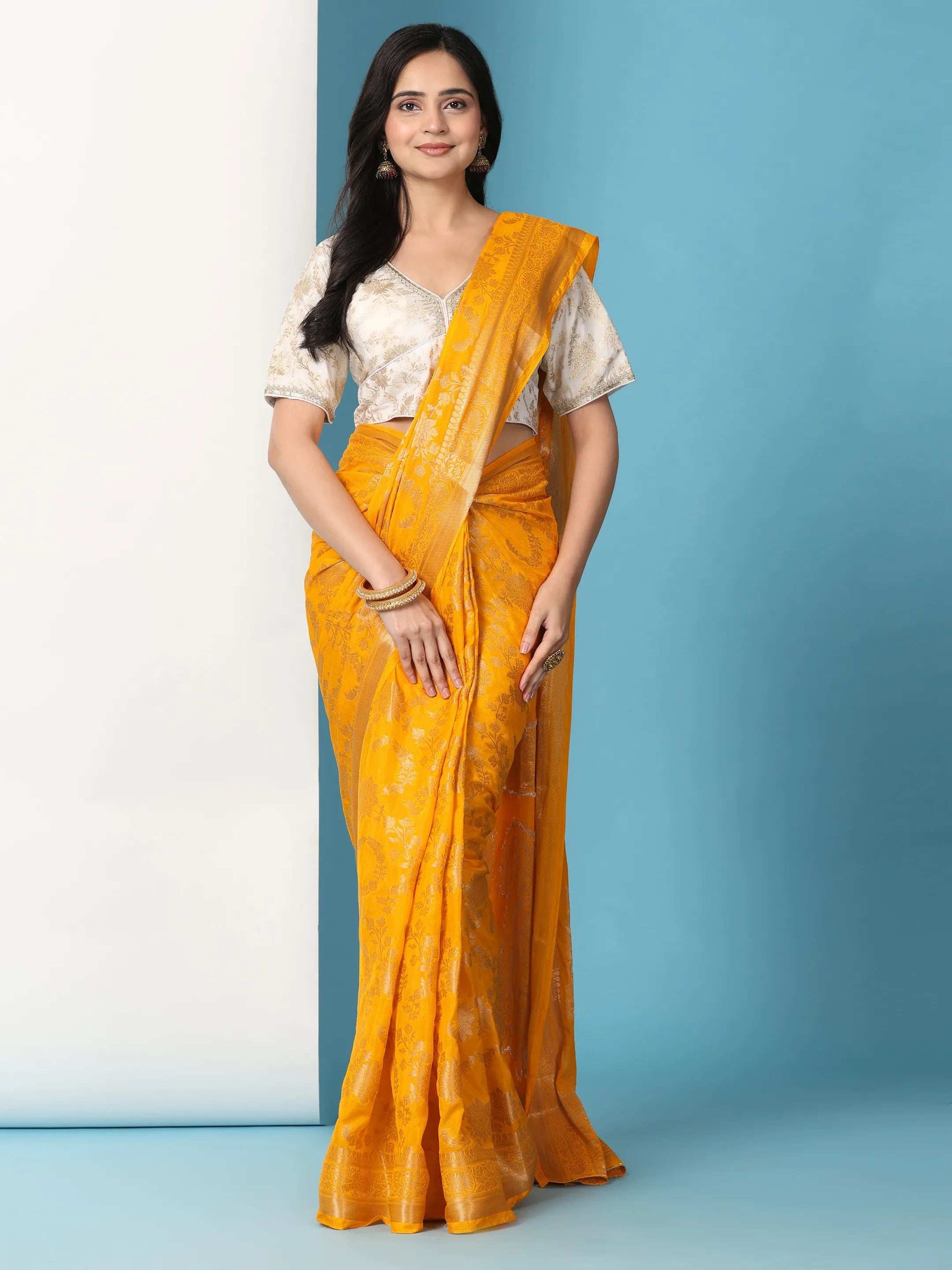 Ready to Wear Pure Banarasi Georgette Saree