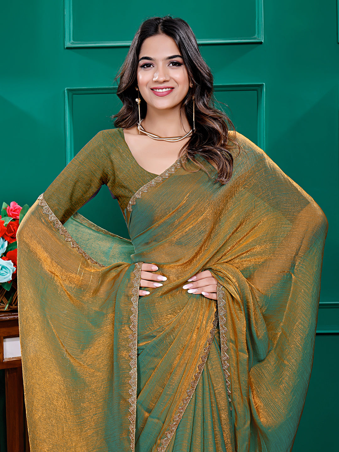 Two-Tone Soft Fancy Chiffon Silk Saree