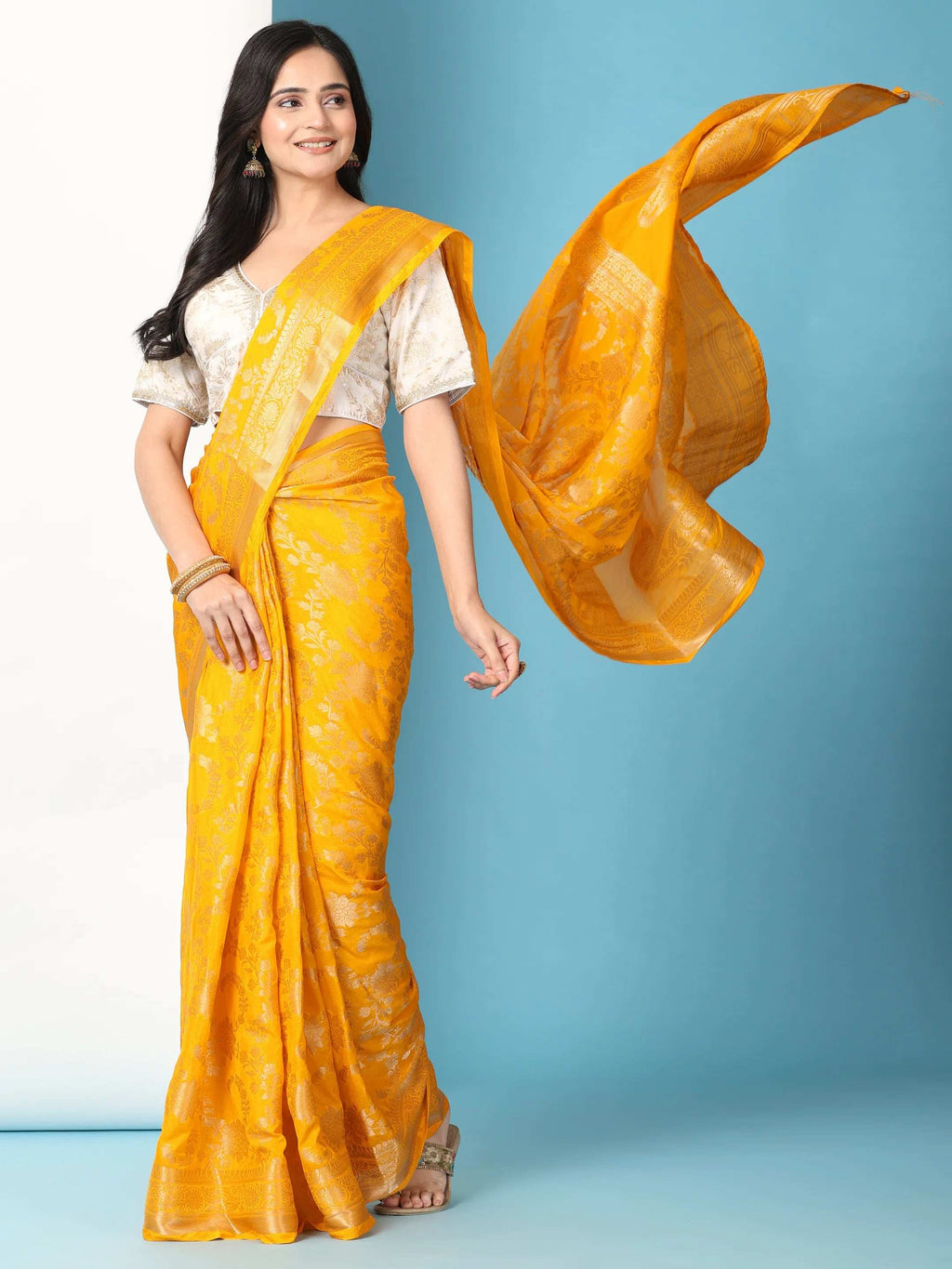 Ready to Wear Pure Banarasi Georgette Saree