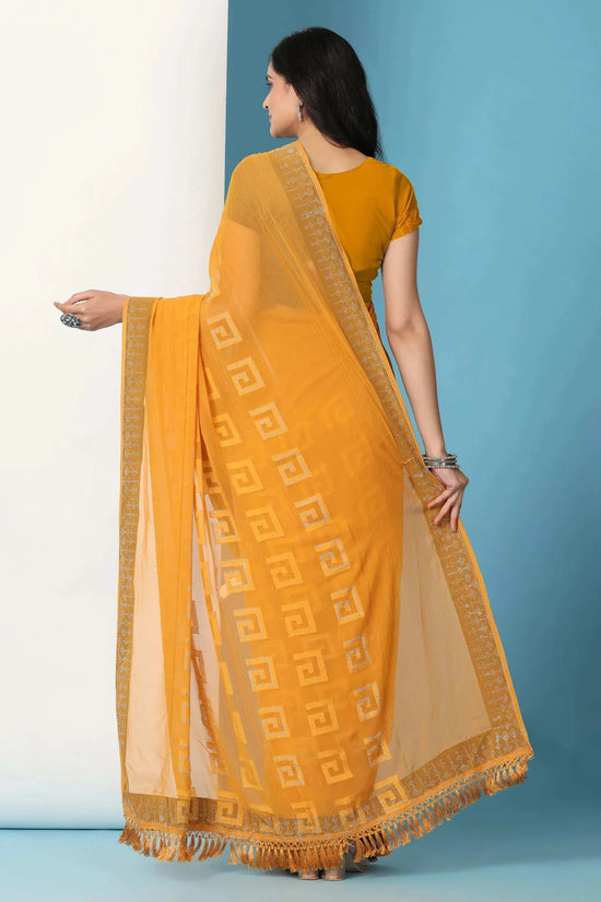 Georgette Swarovski Diamond Work Saree