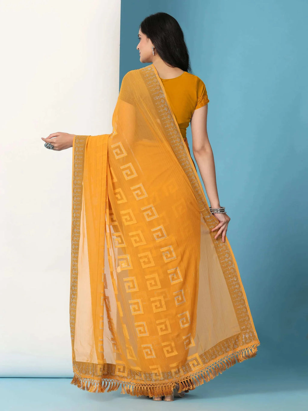Georgette  Siroski Diamond Work Saree