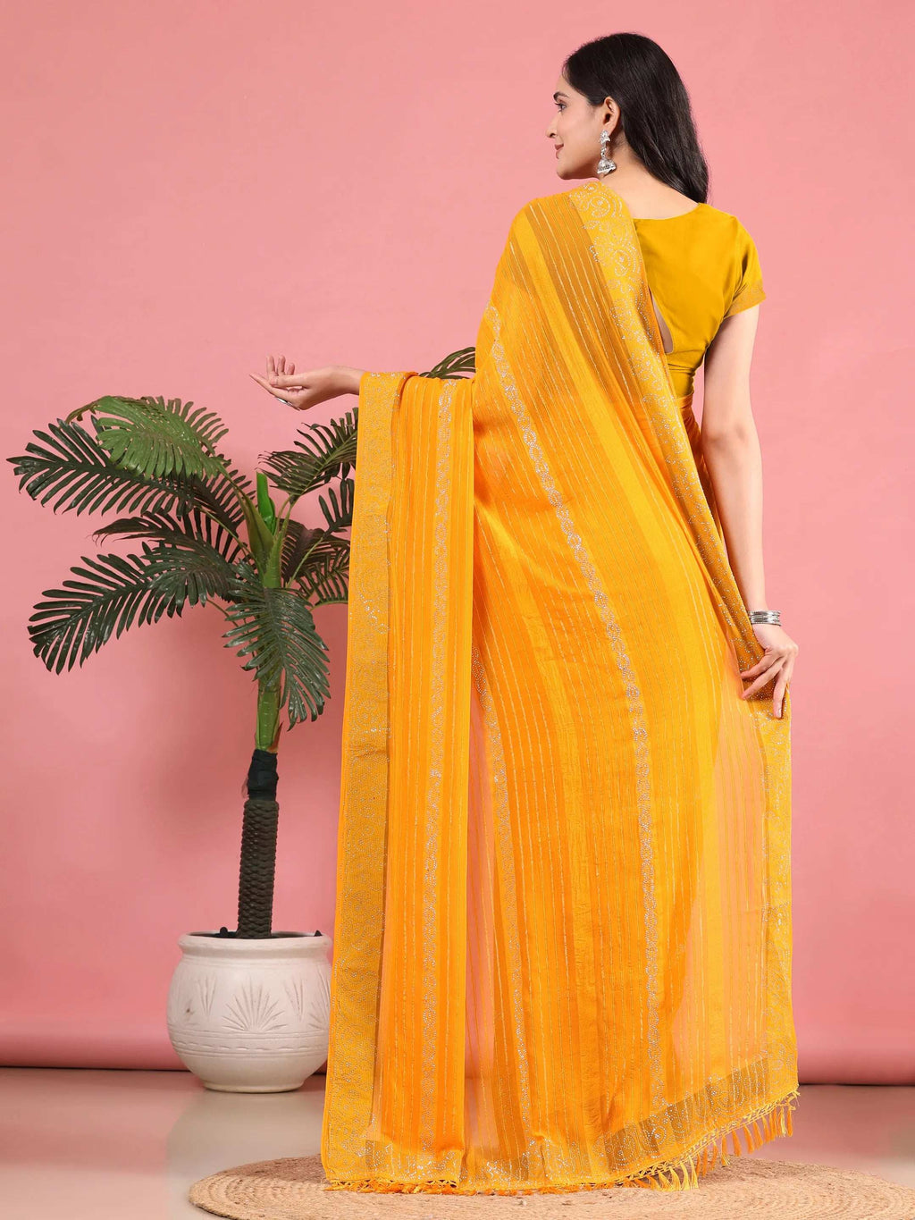 Georgette  Siroski Diamond Work Saree