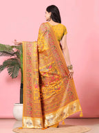 Floral Printed Woven Zari Pashmina Saree