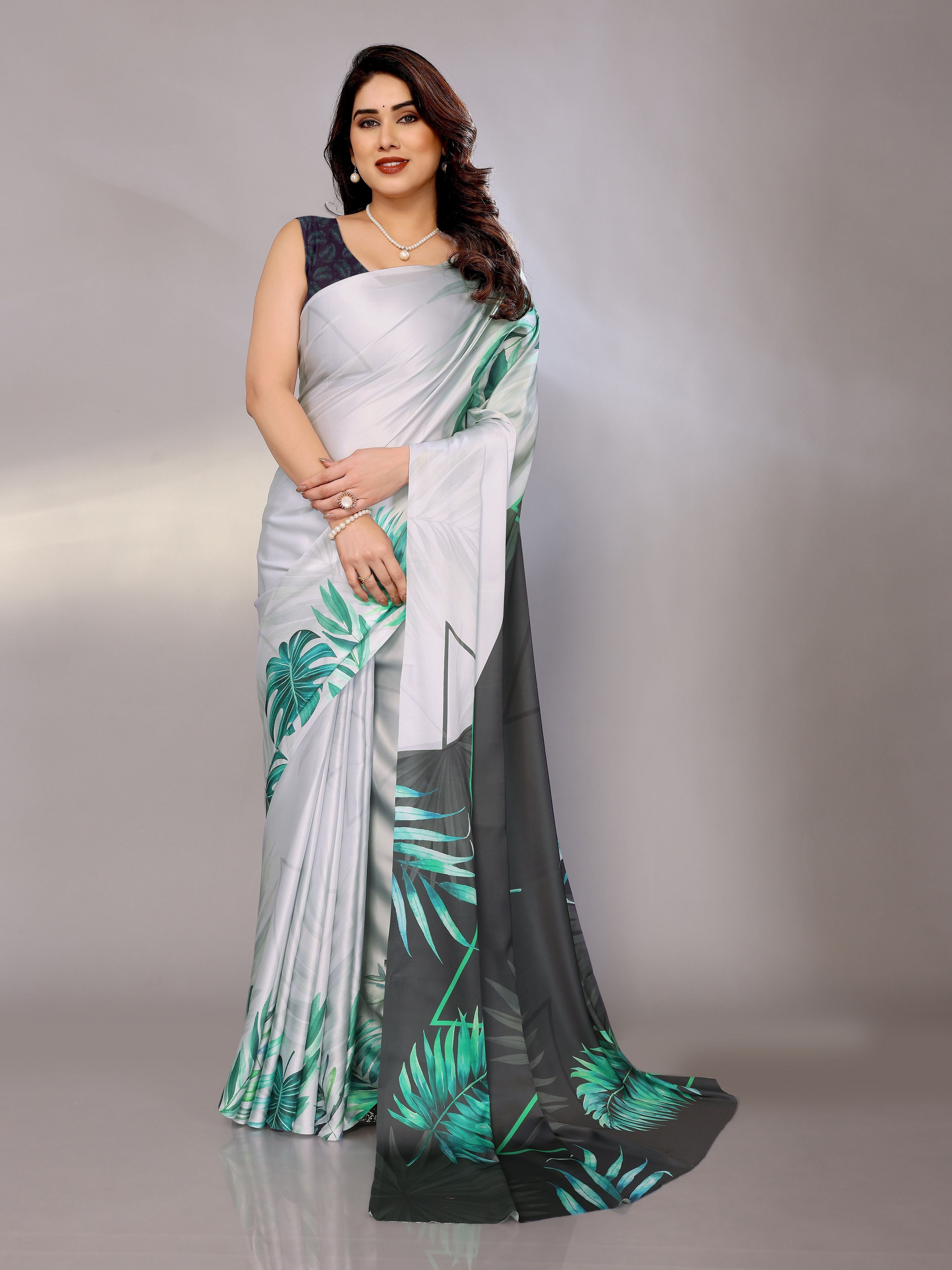 Abstract Print Crepe Silk Saree for Party Wear