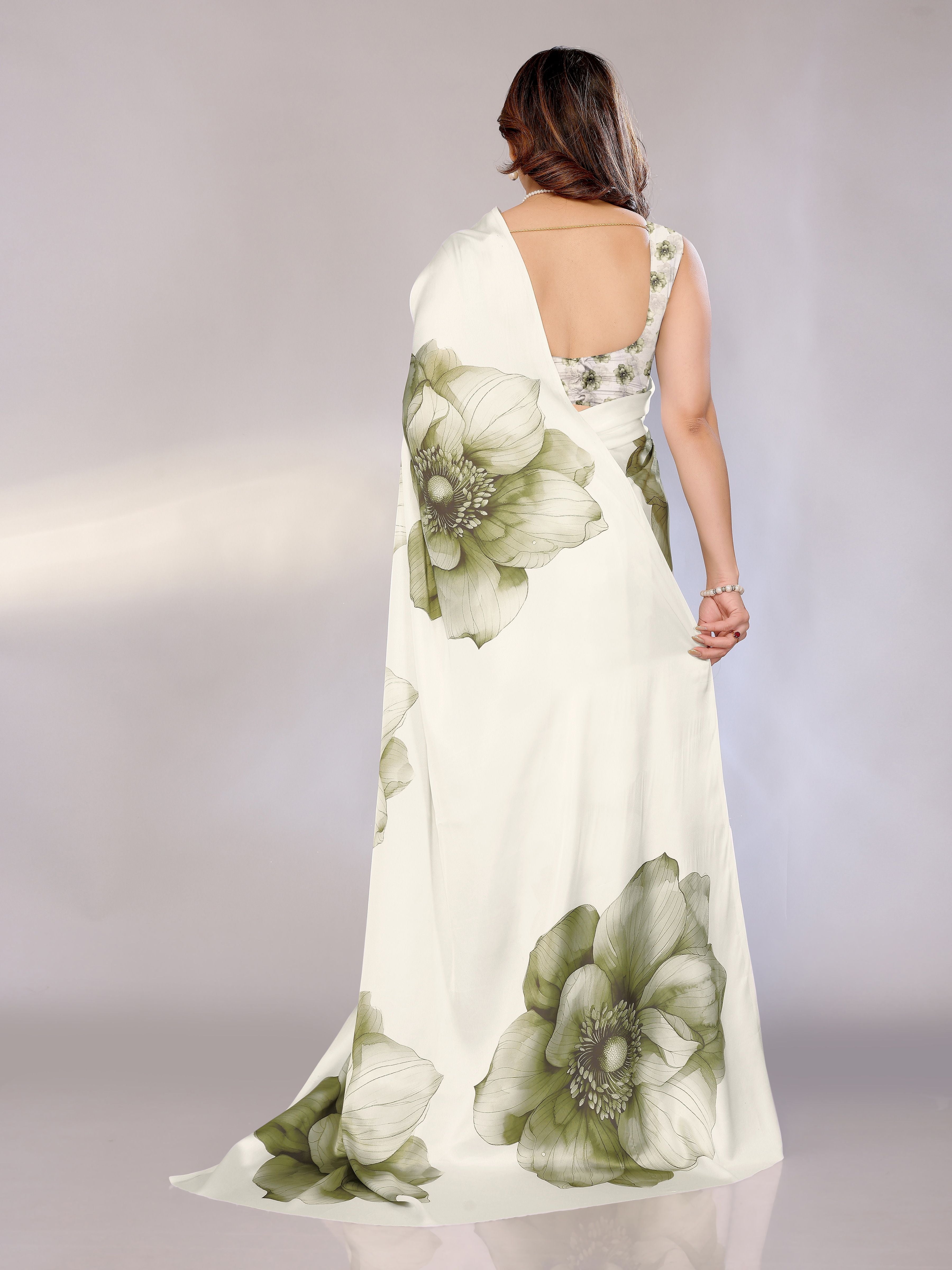 Abstract Print Crepe Silk Saree for Party Wear