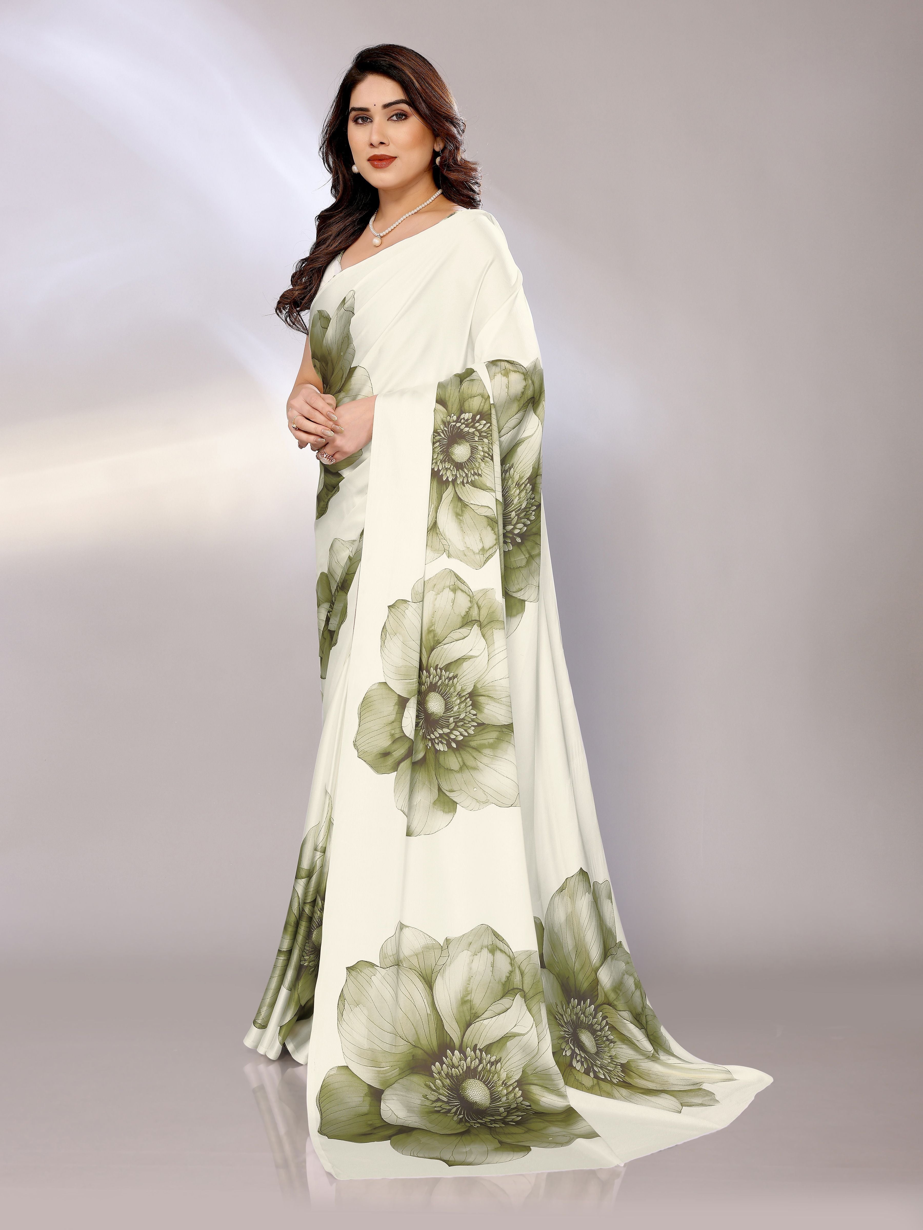 Abstract Print Crepe Silk Saree for Party Wear