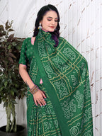 Bandhani Printed Satin Silk Saree for Party Look