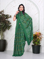 Bandhani Printed Satin Silk Saree for Party Look