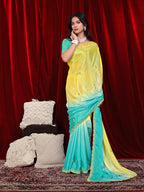 Chinon Saree in Dual Tone Shades with Embroidered Moti Border
