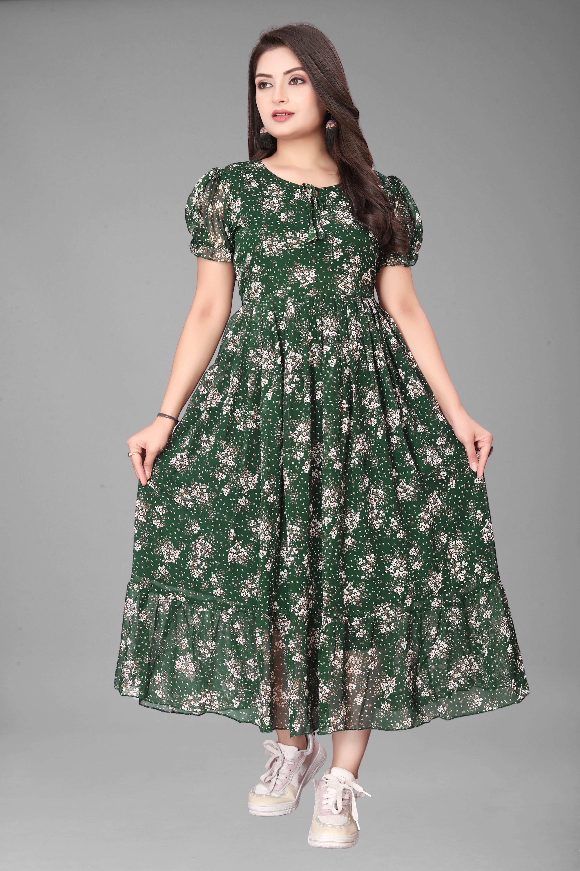 Elegant Georgette Maroon Fit and Flare Dress for Women