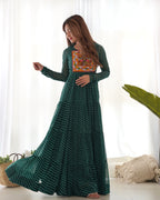 Pure Soft Fox Georgette Laheriya Print Fully Flared Anarkali Gown