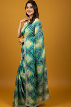 Bandhani Printed Chiffon Saree with Embroidered Border