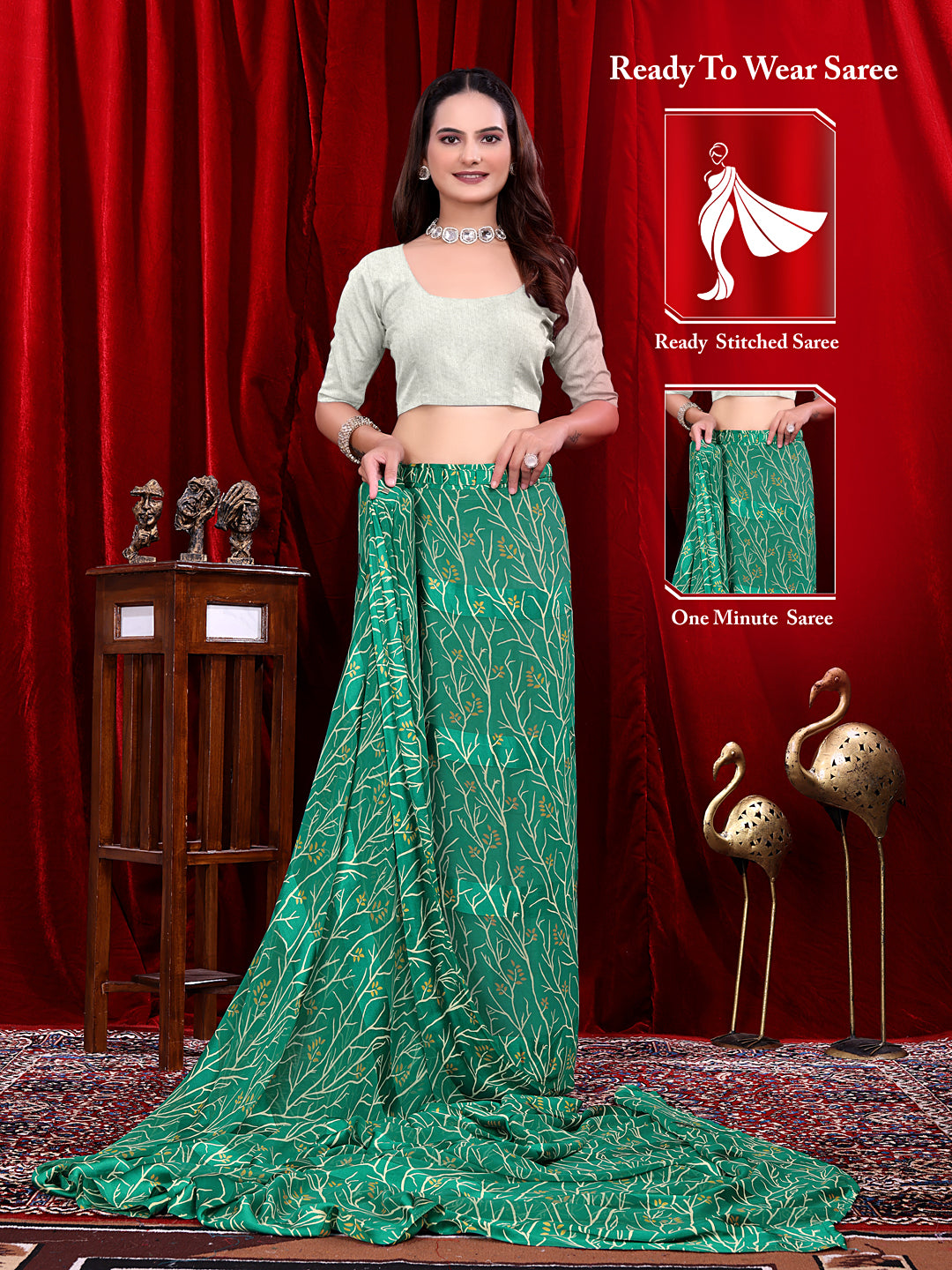 Ready to Wear Georgette Patta Printed Saree