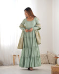 Roman Silk Chanderi Fully Flared Anarkali Suit Set - Pionex Fab